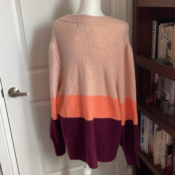 Ava & Viv Cozy Oversized Colorblock Sweater - Size 2X - Picture 2 of 5